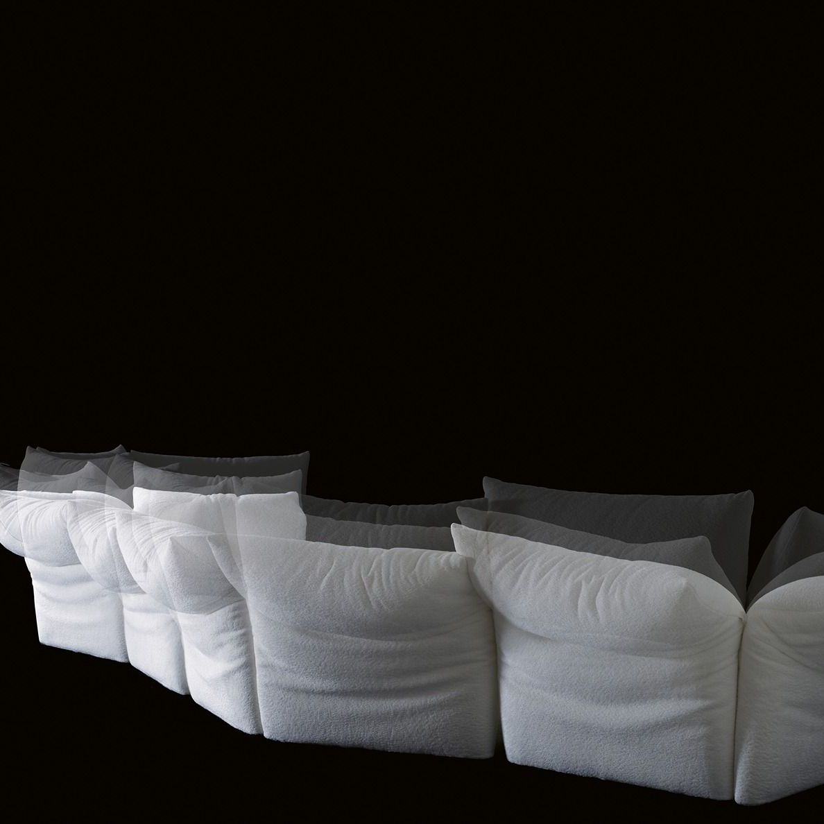   Standard  . A stroboscopic image of the sofa showing the movement of the intelligent cushion, technology capable of offering maximum comfort in any position. 
