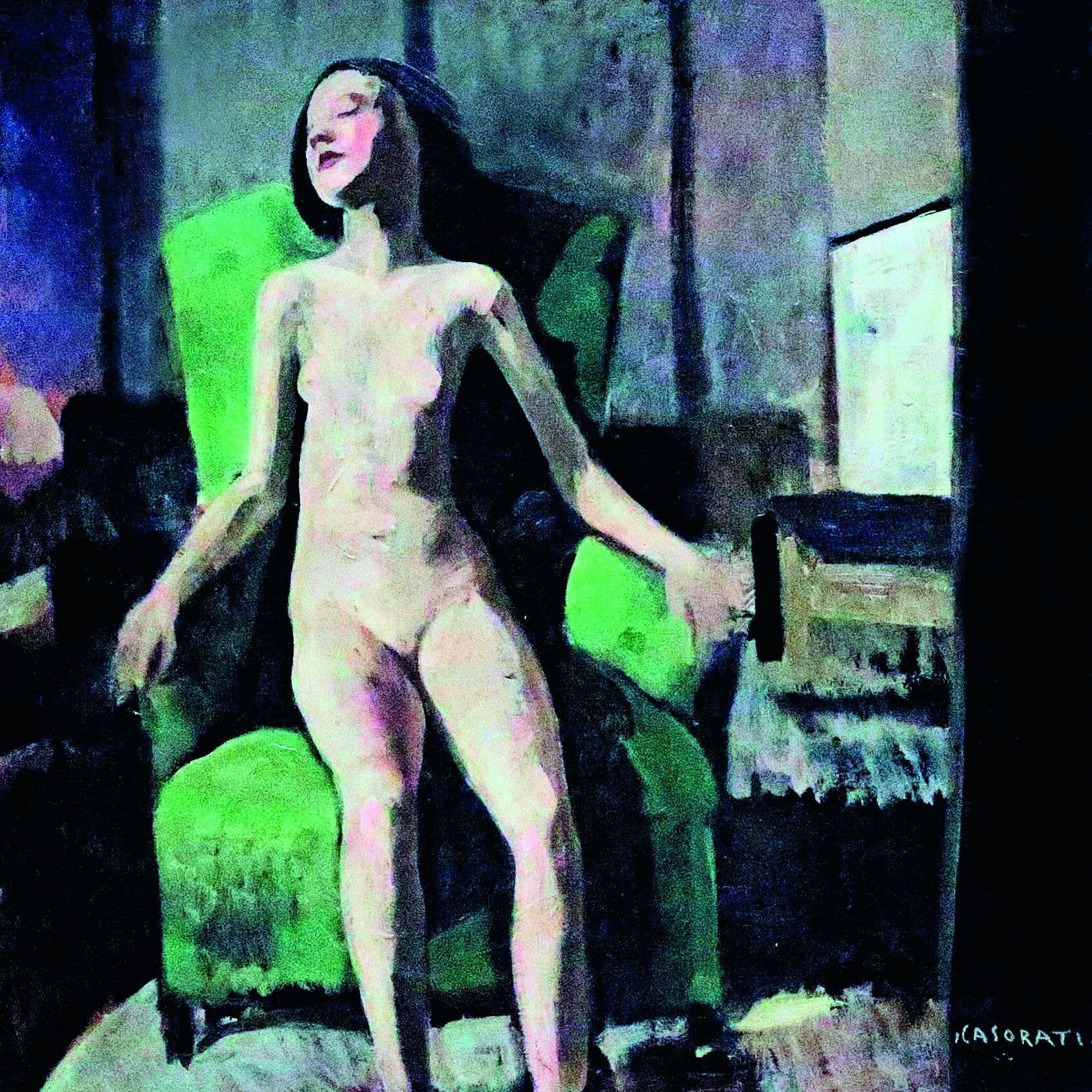  &ldquo;Green armchair&rdquo; or &ldquo;Seated Nude&rdquo;, Felice Casorati, 1919. 